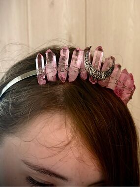 Artisan Pink Quartz Moon Headband